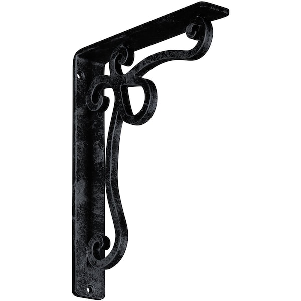 Ekena Millwork Orleans Wrought Iron Bracket, (Single center brace), Antiqued Pewter 1 1/2"W x 7 1/2"D x 10"H BKTM01X07X10SOLAPW - main